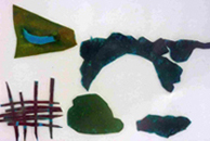 Kleinobjekte dunkelblau-grün